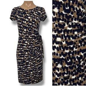LAFAYETTE 148 NEW YORK BUSINESS CASUAL ANIMAL PRINT CAREER COMFY JERSEY DRESS XS